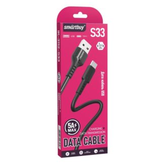 Кабель USB-TypeC 1м SmartBuy S33 чёрный