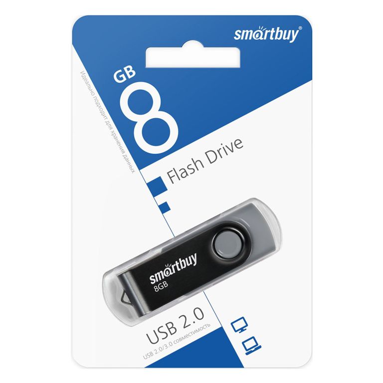 Флэш-диск 8GB SmartBuy Twist чёрный