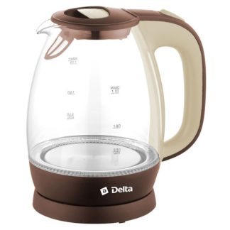 Чайник Delta 1203 стекло беж-корич 2200Вт 1.7л