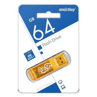 Флэш-диск 64GB SmartBuy Glossy series оранжевый