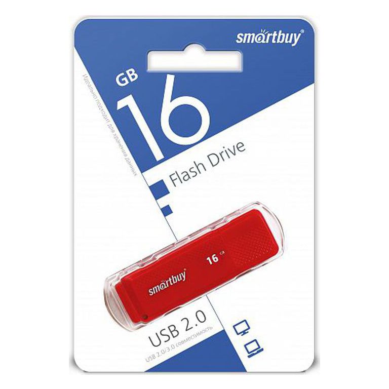 Флэш-диск 16GB SmartBuy Dock красный