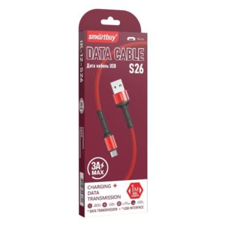 Кабель USB-microB 1м SmartBuy S26 красный