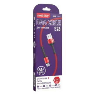 Кабель USB-TypeC 1м SmartBuy S26 красный