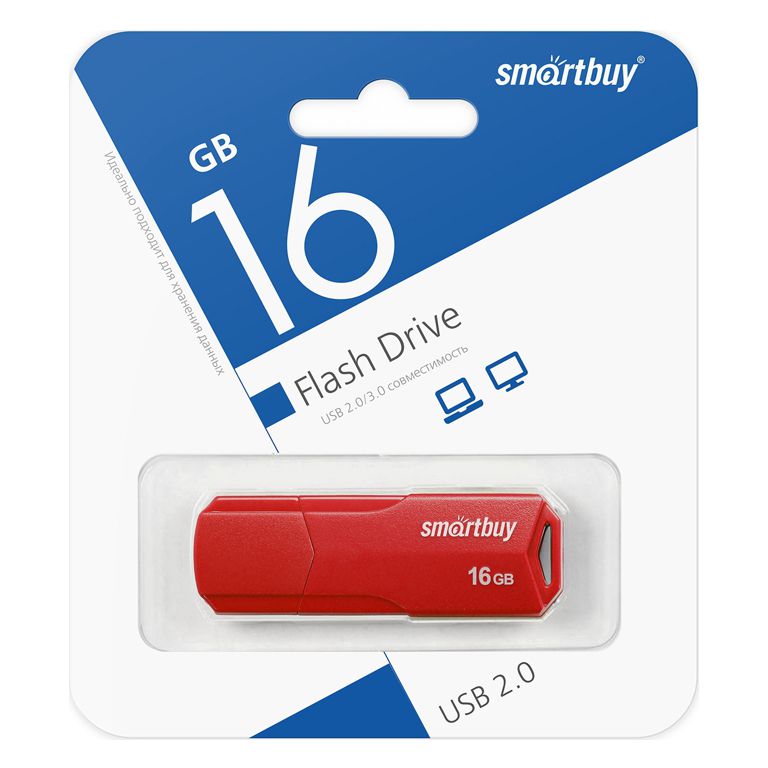 Флэш-диск 16GB SmartBuy Clue красный