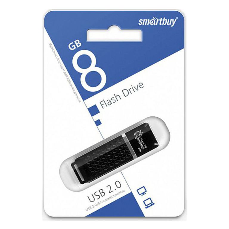 Флэш-диск 8GB SmartBuy Quartz series черный