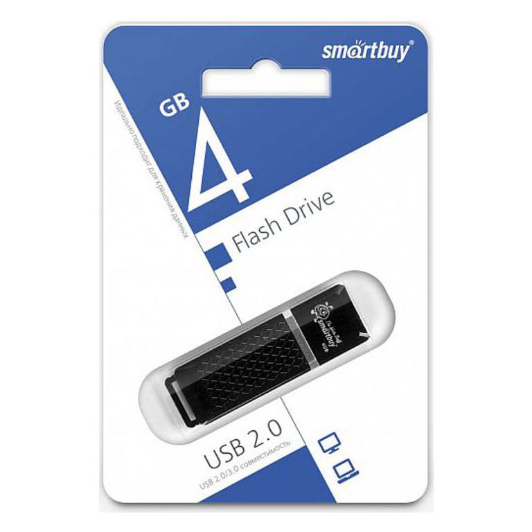 Флэш-диск 4GB SmartBuy Quartz series черный