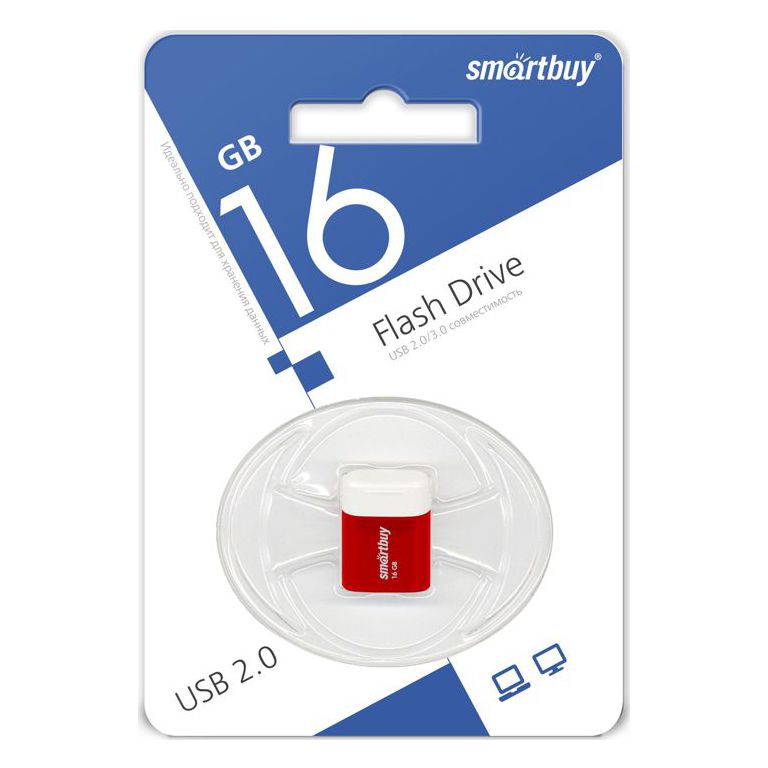 Флэш-диск 16GB SmartBuy LARA красный