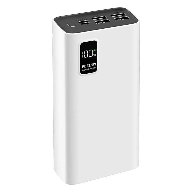 Внешний аккумулятор PERO PB07 30000 mAh, Li-Pol, output USB-C + 4 USB-A, белый
