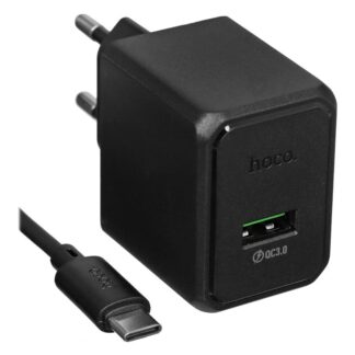 Зарядное устройство 220В USB-TypeC QC3.0 Hoco CS12A 18Вт чёрный (1/28/168)