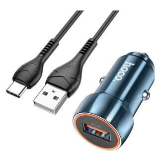 Зарядное устройство авто USB-TypeC Hoco Z46 синий