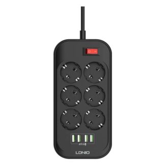 Сетевой фильтр LDNIO SE6403 2м чёрный/серый