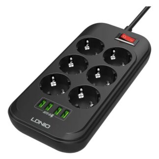 Сетевой фильтр LDNIO SE6403 4м чёрный/серый