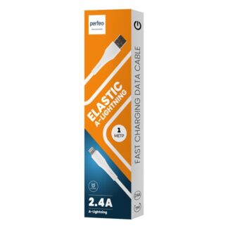 Кабель USB-iPhone8pin 1м Perfeo ELASTIC I4338 белый